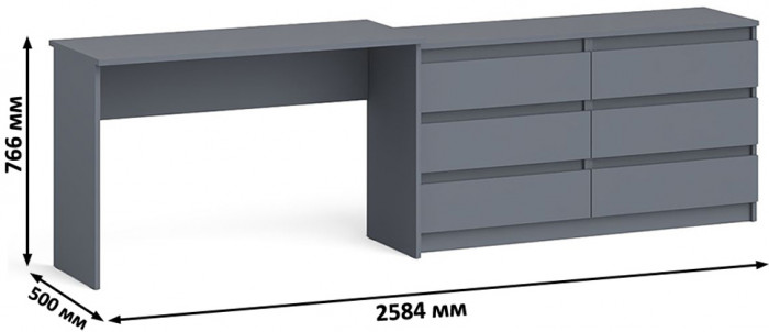 Мори письменный стол МСП1200.1 + Комод МК1380.6, графит