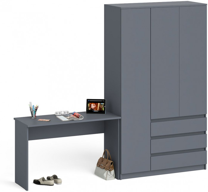 Мори письменный стол МСП1200.1 + Шкаф МШ1200.1, графит