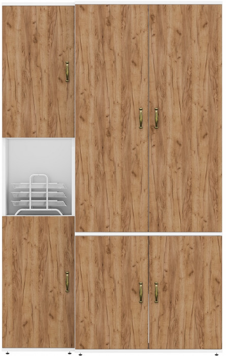 Лидер-8 Модуль Пенал + Шкаф МД 20Б, цвет белый шагрень/крафт золото, ШхГхВ 120х37,5х190 см., НЕ универсальная сборка