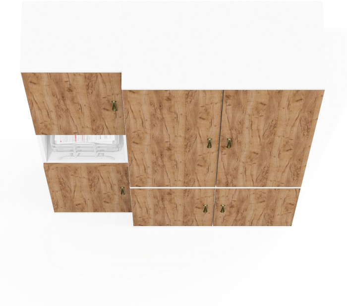 Лидер-8 Модуль Пенал + Шкаф МД 20Б, цвет белый шагрень/крафт золото, ШхГхВ 120х37,5х190 см., НЕ универсальная сборка