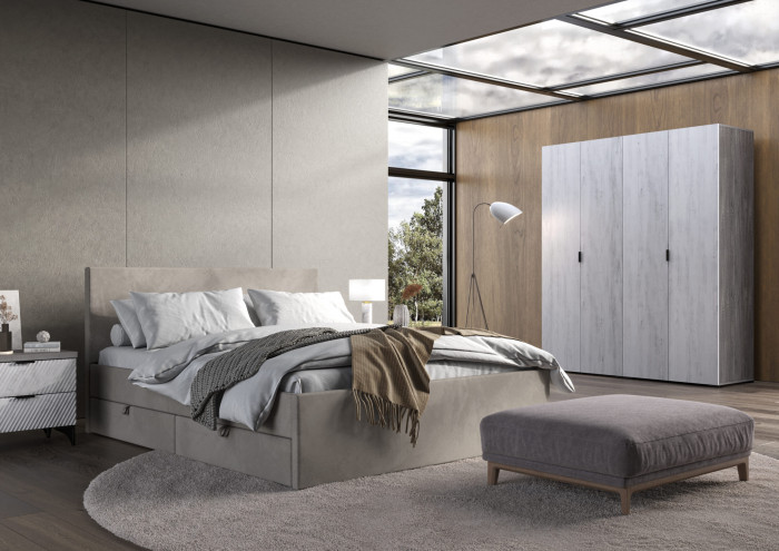 Кровать Тэя (кровать 160 + 2 ящ.), Микровелюр-47