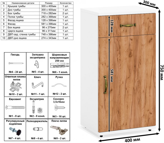 Лидер-8 Стол + Полка + Стол + Полка + Пенал + Тумба МД 3.15, белый шагрень/крафт золото