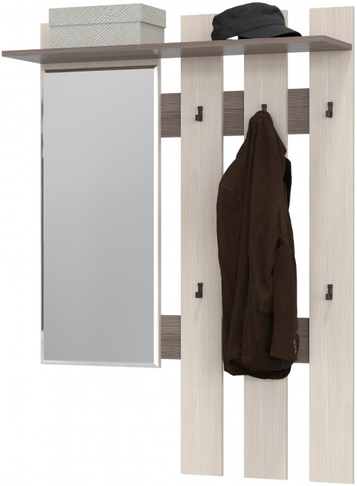 Лира ГК 2-3814бод.тем/св Вешалка с зеркалом, цвет бодега тёмный/бодега светлый, ШхГхВ 100х28х135 см., универсальная сборка