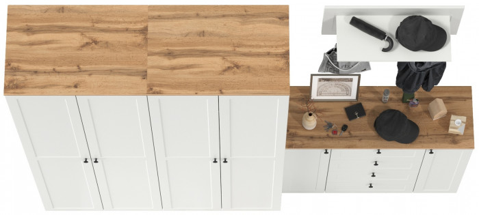 Остин Прихожая 27, белый шагрень/дуб крафт золотой