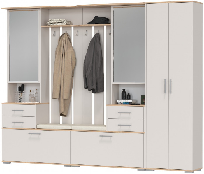 Прихожая Домино 3, дуб крафт золотой/кашемир серый