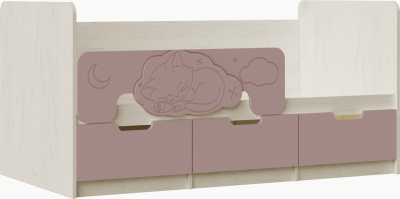 Юниор-4 Кровать 80х180 (Шарли пинк, Крафт белый)