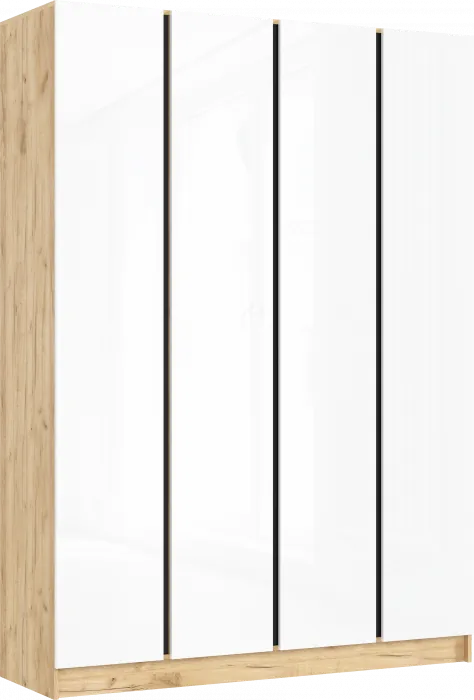 Келвин Шкаф 4-х створчатый (1600) (Белый Глянец, Дуб Крафт)