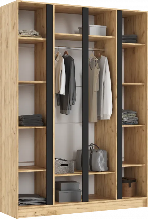 Келвин Шкаф 4-х створчатый (1600) (Белый Глянец, Дуб Крафт)