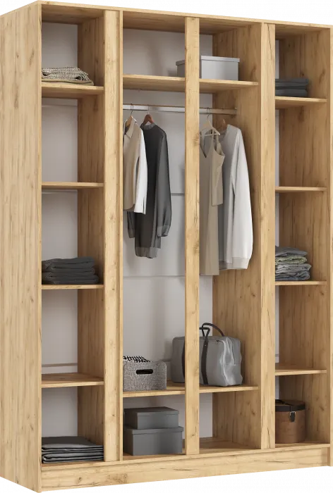 Келвин Шкаф 4-х створчатый (1600) (Белый Глянец, Дуб Крафт)