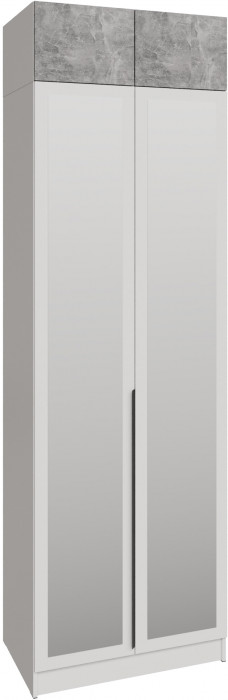 Шкаф 0,8 с антресолью и зеркалом Мадрид, Белый/Ателье светлое