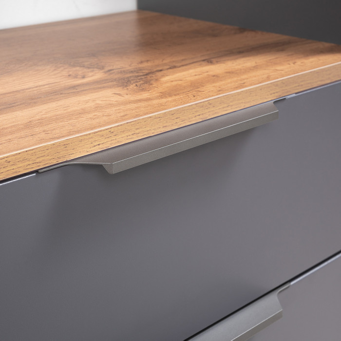 Октава Прихожая 27, цвет серый графит/дуб крафт золотой/фасады МДФ серый графит, ШхГхВ 193,7х35,4х197,6 см., универсальная сборка