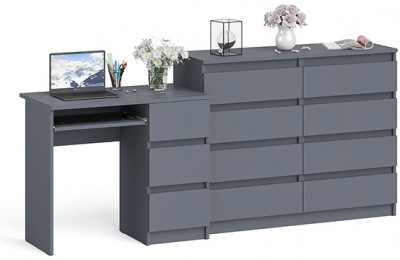Мори компьютерный стол МС-6 правый + Комод МК1200.8, графит