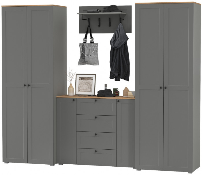 Остин Прихожая 27, серый графит/дуб крафт золотой