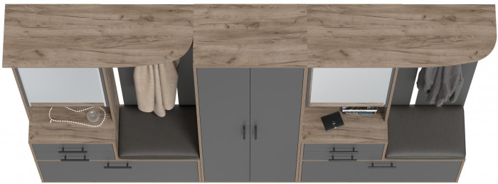 Прихожая Домино 3, дуб крафт табачный/графит