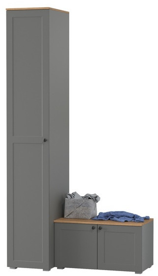 Остин Прихожая 11, цвет серый графит/дуб крафт золотой, ШхГхВ 120х54,3х229,6 см., универсальная сборка