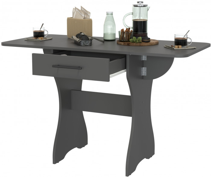 Стол обеденный раскладной с ящиком 6-02.120ТМграф, графит