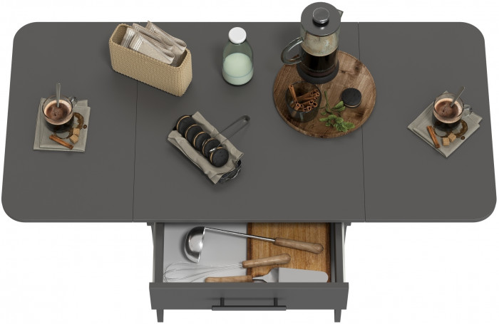 Стол обеденный раскладной с ящиком 6-02.120ТМграф, графит