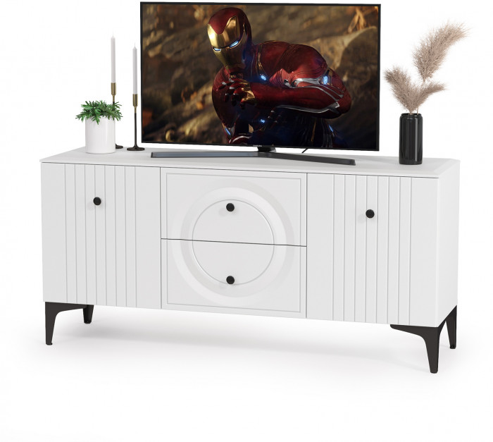 Валенсия Гостиная № 075, ЛДСП белый шагрень/МДФ белый шагрень