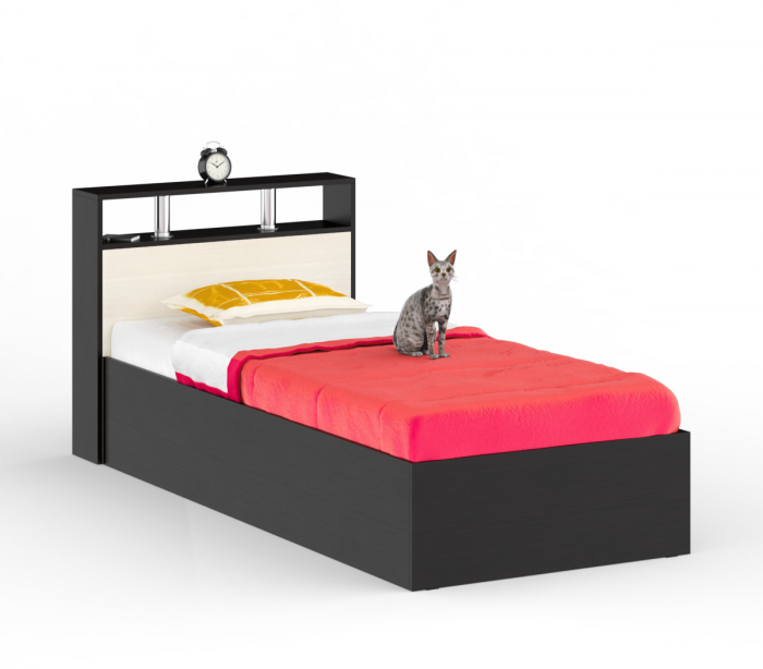 Камелия спальня № 7 Кровать 900 + Стол косметический + Зеркало + Комод, венге/дуб лоредо