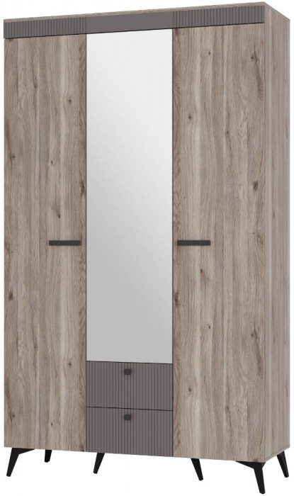 Шкаф 3-х створчатый "Кассандра" ШК-08 Дуб Смоки/МФ14 Муссон софт