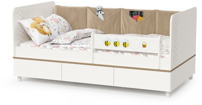 Эйп Детская № 7, цвет белый/дуб белый, 2 х сп. м. 800х1600 мм., б/м, основание есть, макс. нагрузка 80 кг., рекомендуемая высота матраса 120 мм.