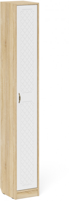 Прихожая П-6 Компоновка № 24, дуб сонома/фасады МДФ белое дерево фрезеровка ромб