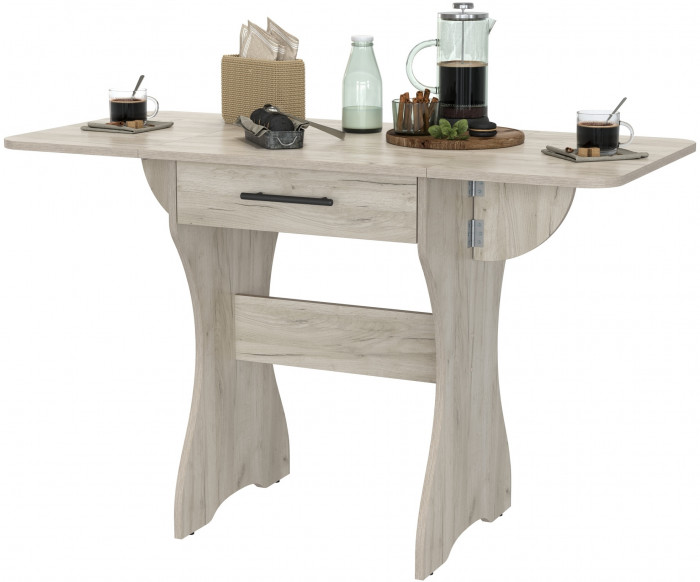 Стол обеденный раскладной с ящиком 6-02.120ТМдкс, дуб крафт серый