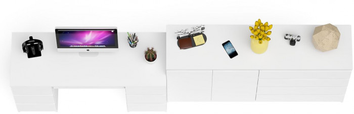 Мори Стол компьютерный МС-2 + Комод МК1600.1, цвет белый, ШхГхВ 295,8х50х94 см., универсальная сборка