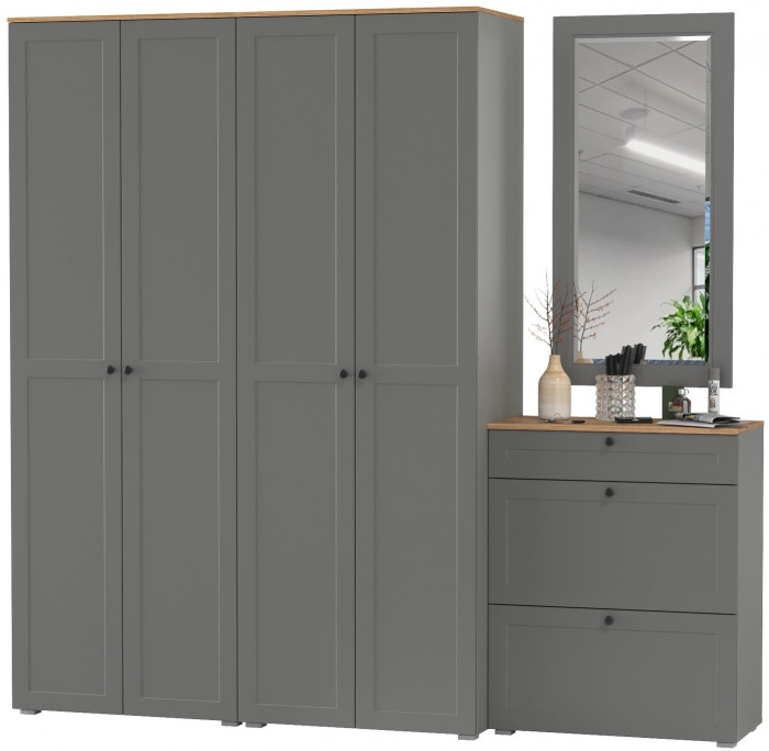 Остин Прихожая 28, серый графит/дуб крафт золотой