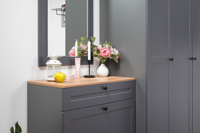 Остин Прихожая 28, серый графит/дуб крафт золотой