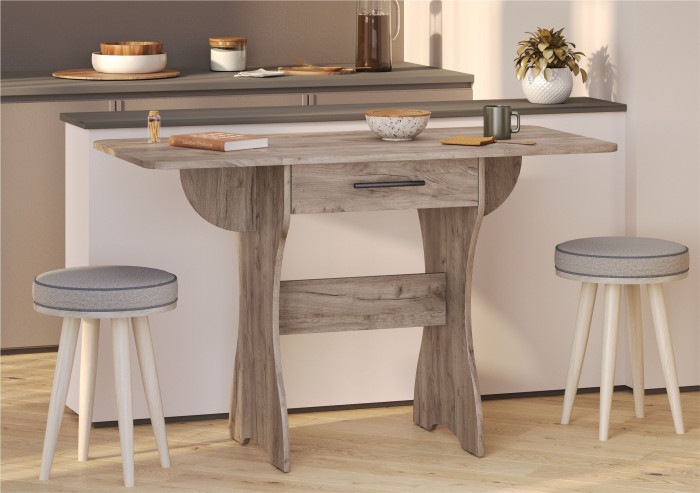 Стол обеденный раскладной с ящиком 6-02.120ТМдкт, дуб крафт табачный