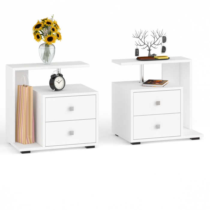 Камелия спальня № 8 Кровать с ящиками 1400 + Две тумбы + Шкаф 4-х створчатый, белый