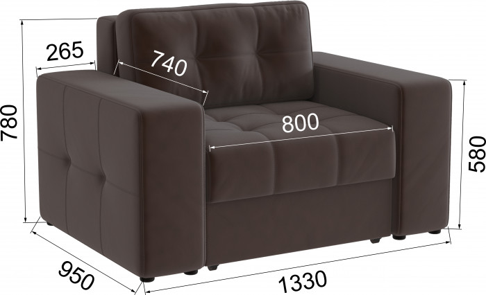 Кресло-кровать Верден, Коричневый