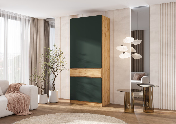 Роджинамиф Шкаф 2-х створчатый, Дуб крафт/Изумрудный