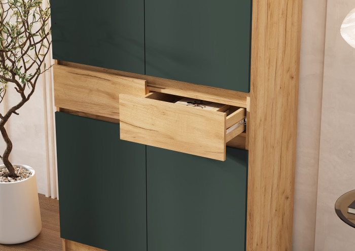 Роджинамиф Шкаф 2-х створчатый, Дуб крафт/Изумрудный