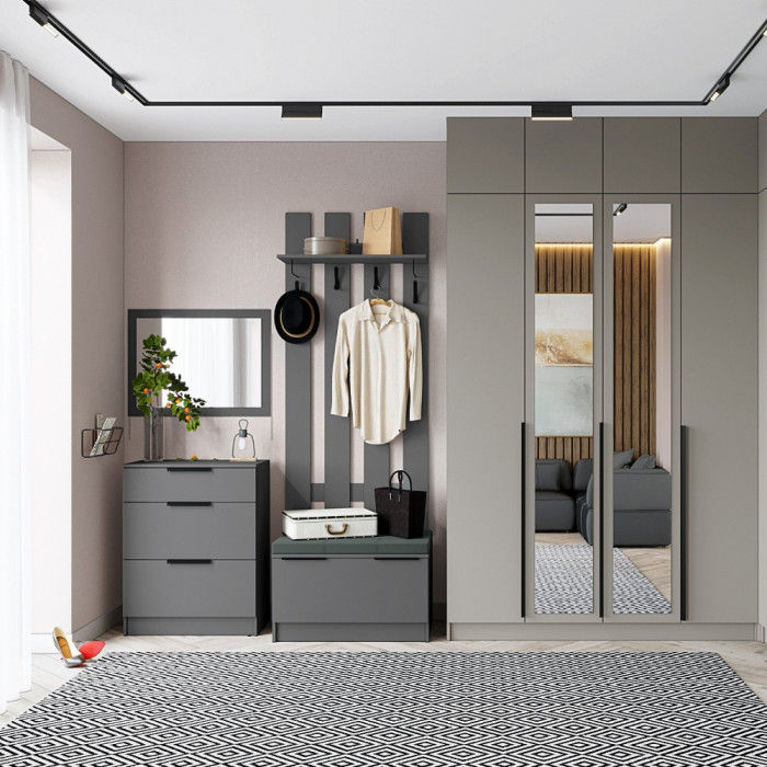 Набор мебели для прихожей "Мадрид", Мокко/Графит серый