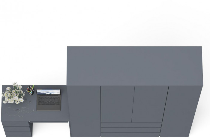 Мори Стол компьютерный МС-6 левый + Шкаф МШ1600.1, цвет графит, ШхГхВ 250,4х50,4х209,6 см., выдвижные ящики слева, НЕ универсальная сборка