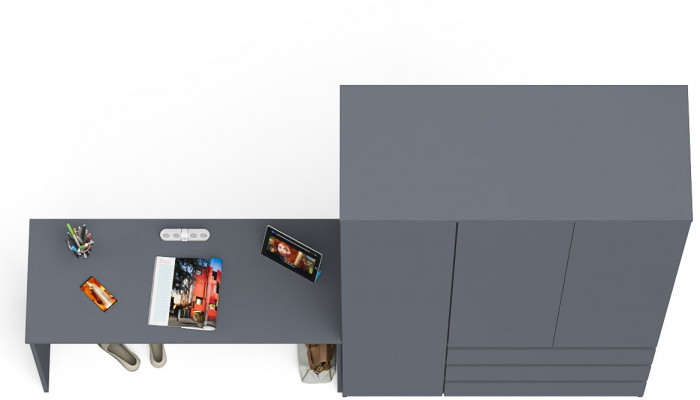 Мори Стол письменный МСП1200.1 + Шкаф МШ1200.1, цвет графит, ШхГхВ 240,8х50,4х209,6 см., универсальная сборка