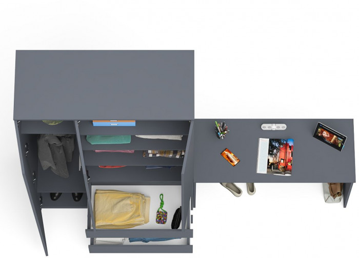 Мори Стол письменный МСП1200.1 + Шкаф МШ1200.1, цвет графит, ШхГхВ 240,8х50,4х209,6 см., универсальная сборка