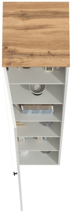 Остин 13.227 Шкаф-пенал, цвет белый шагрень/дуб крафт золотой, ШхГхВ 40х41,8х229,8 см., универсальная сборка