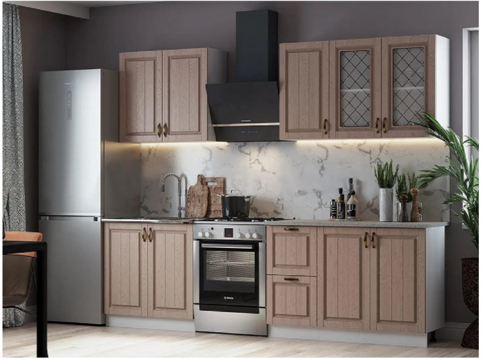 Кухня МДФ Настя, 1800, трюфель (Трюфель, Белый)