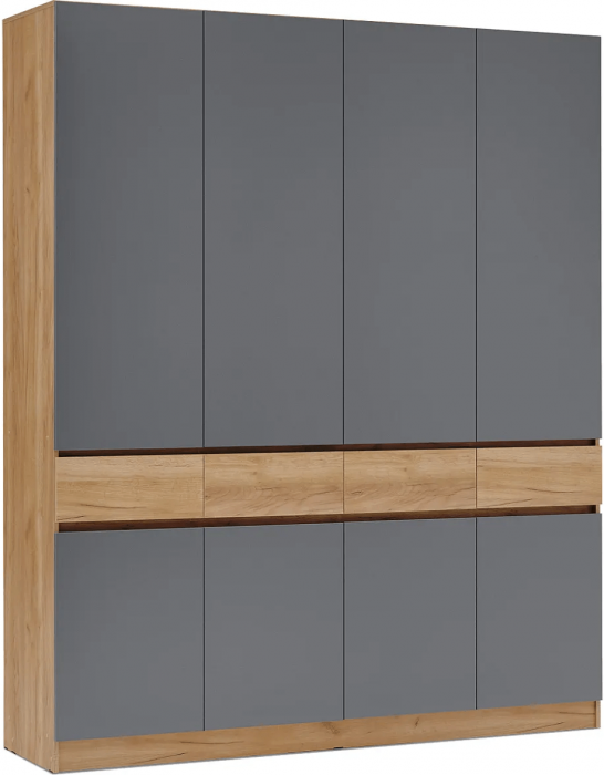 Прихожая Шкаф 4-х ств (Дуб крафт/Графит)