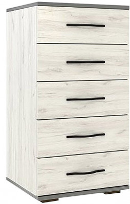 Бастион Комод узкий Дуб Крафт белый / Серый шифер