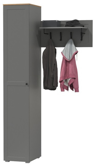 Остин Прихожая 13, цвет серый графит/дуб крафт золотой, ШхГхВ 119,7х54,3х229,6 см., универсальная сборка