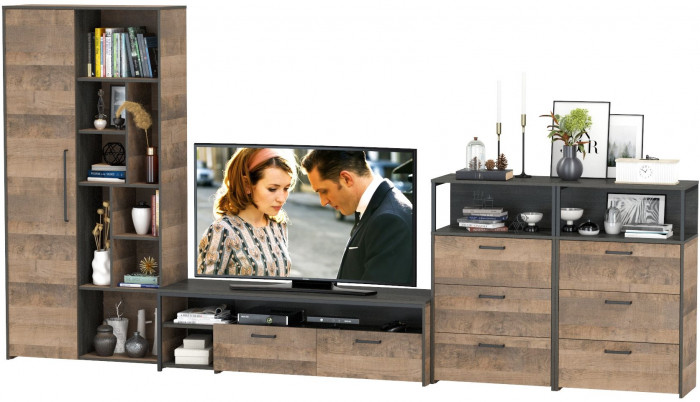 Трувор Гостиная 104, дуб гранж песочный/интра