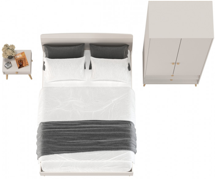 Афина Спальня Кровать 1400 + Шкаф 2-х дверный + Тумба, кашемир серый