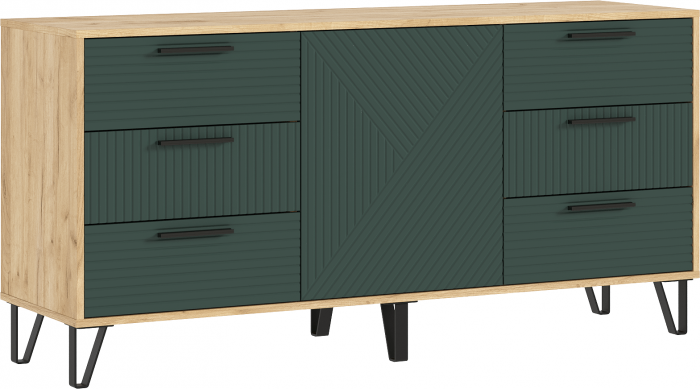 Комод Флэш Браш Мени Грин/Дуб Крафт (Крафт/Браш Мени Грин)