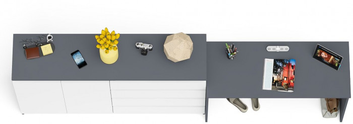 Мори письменный стол МСП1200.1 + Комод МК1600.1, графит/белый