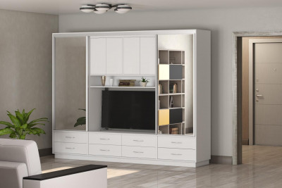 Милос 11-02 Шкаф-купе / Белый /  Белый снег