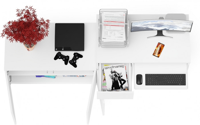 Мори компьютерный стол МС-1 левый + Тумба МА900.1, белый